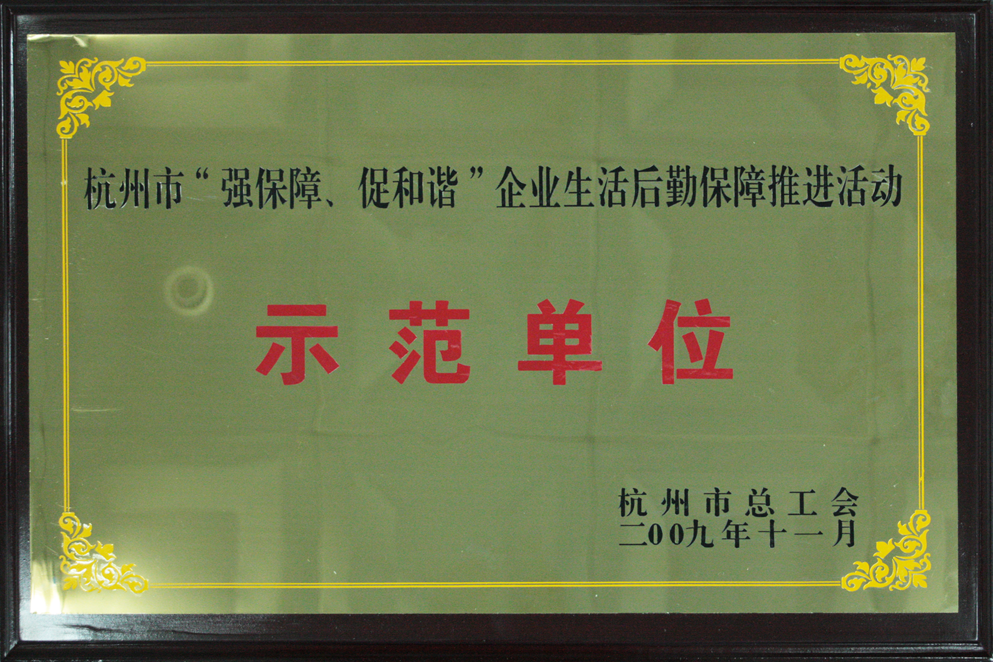 2009年度杭州市“強保障、促和諧”企業(yè)生活后勤保障推進活動示范單位